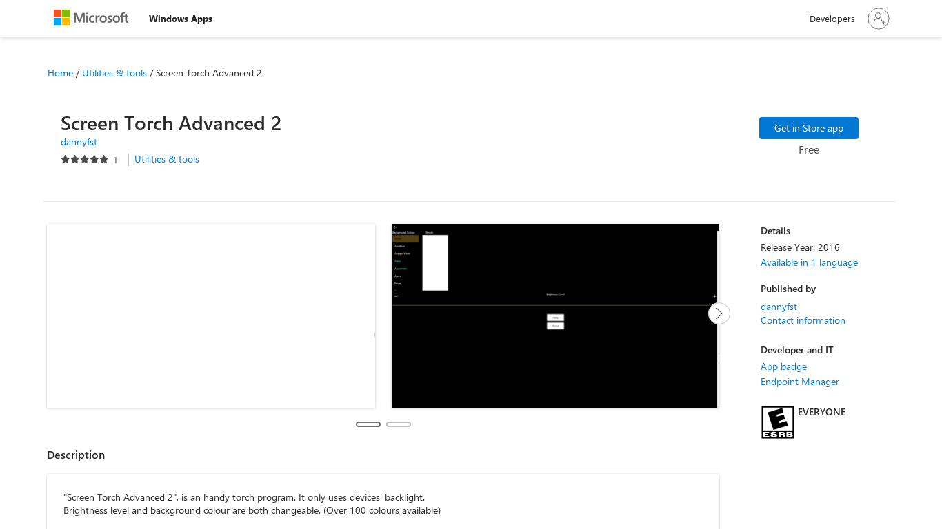 Screen Torch Advanced 2 Landing page