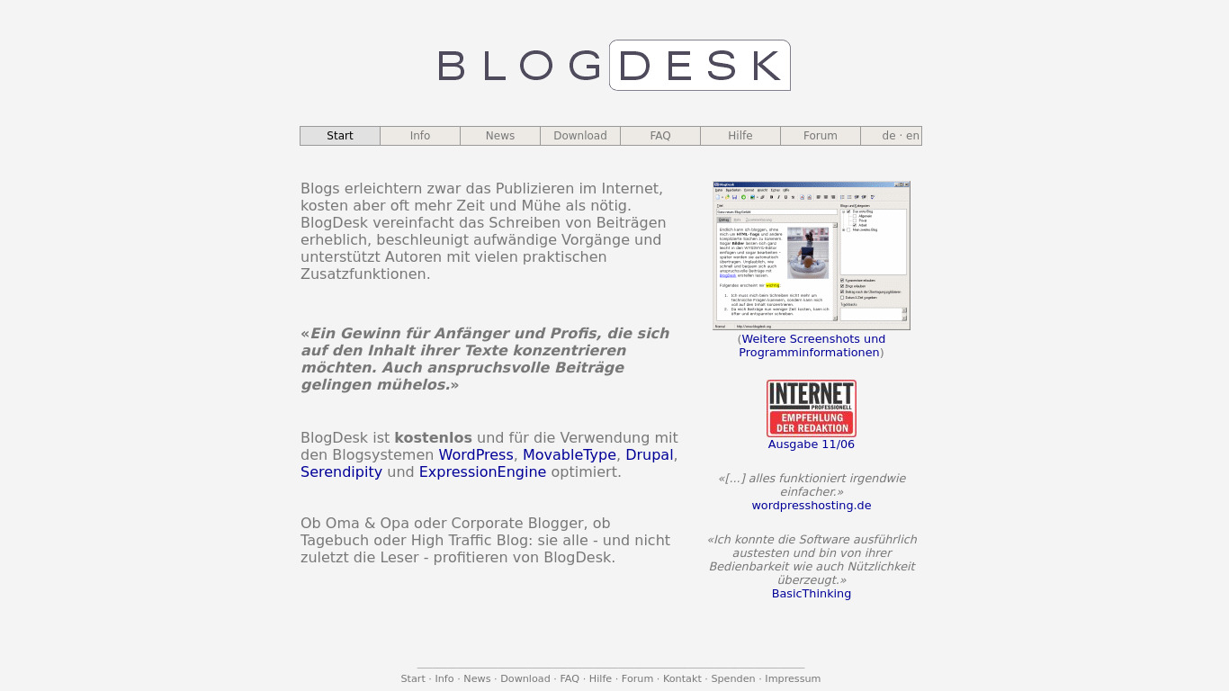 BlogDesk Landing page