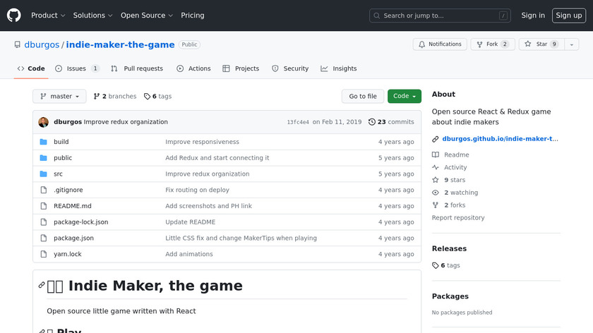 Indie Maker The Game Landing Page
