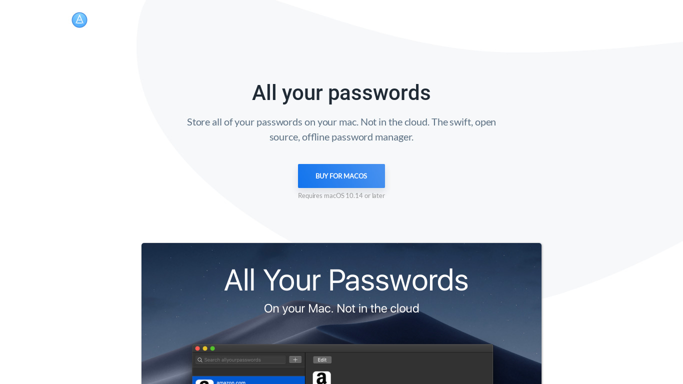 All Your Passwords Landing page