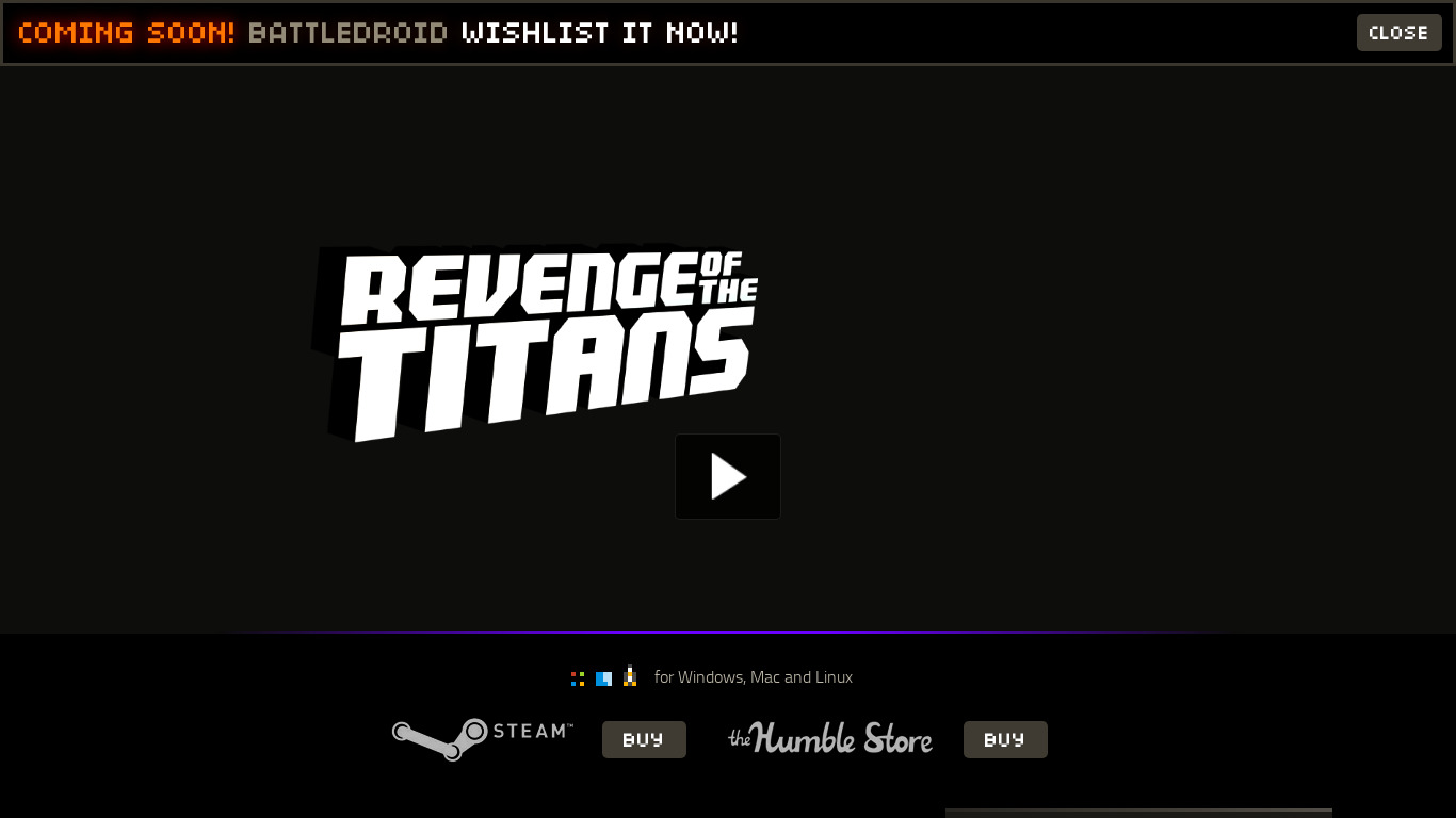 Revenge of the Titans Landing page