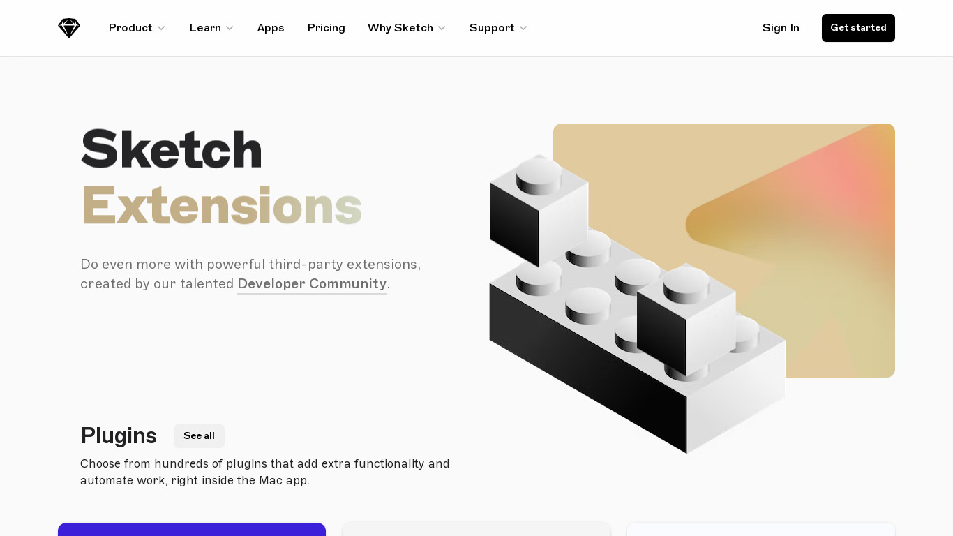 Sketch Extensions Landing page