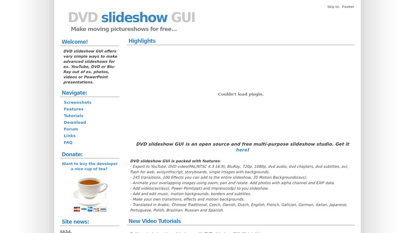 DVD slideshow GUI Landing Page