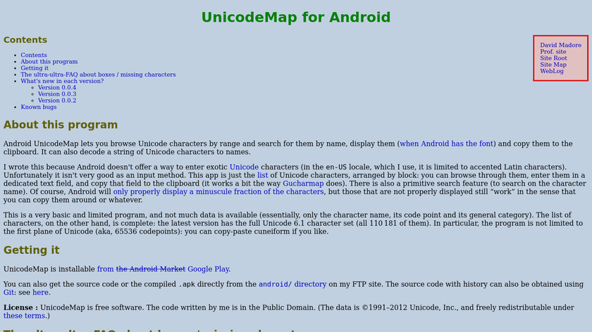 Unicode Map Landing Page