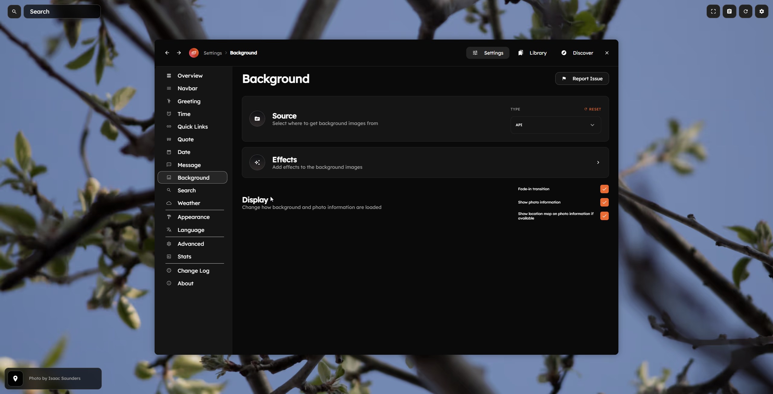 Mue Settings Modal