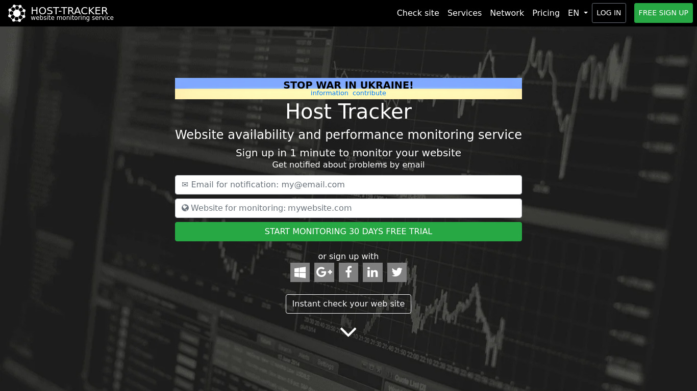 Host Tracker Landing page