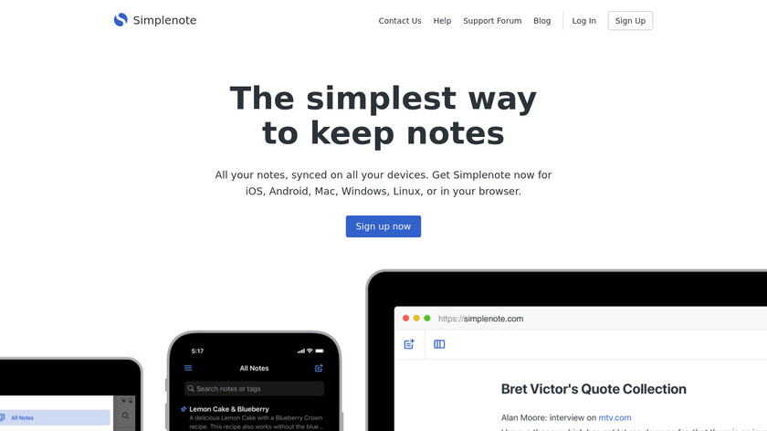 Simplenote Landing Page
