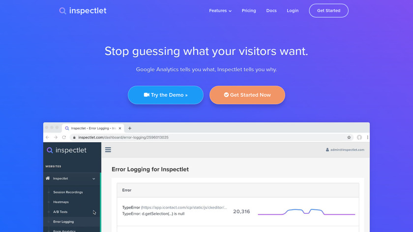 Inspectlet Landing Page
