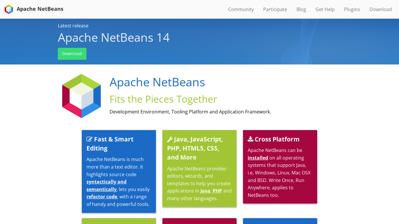 Netbeans Landing page