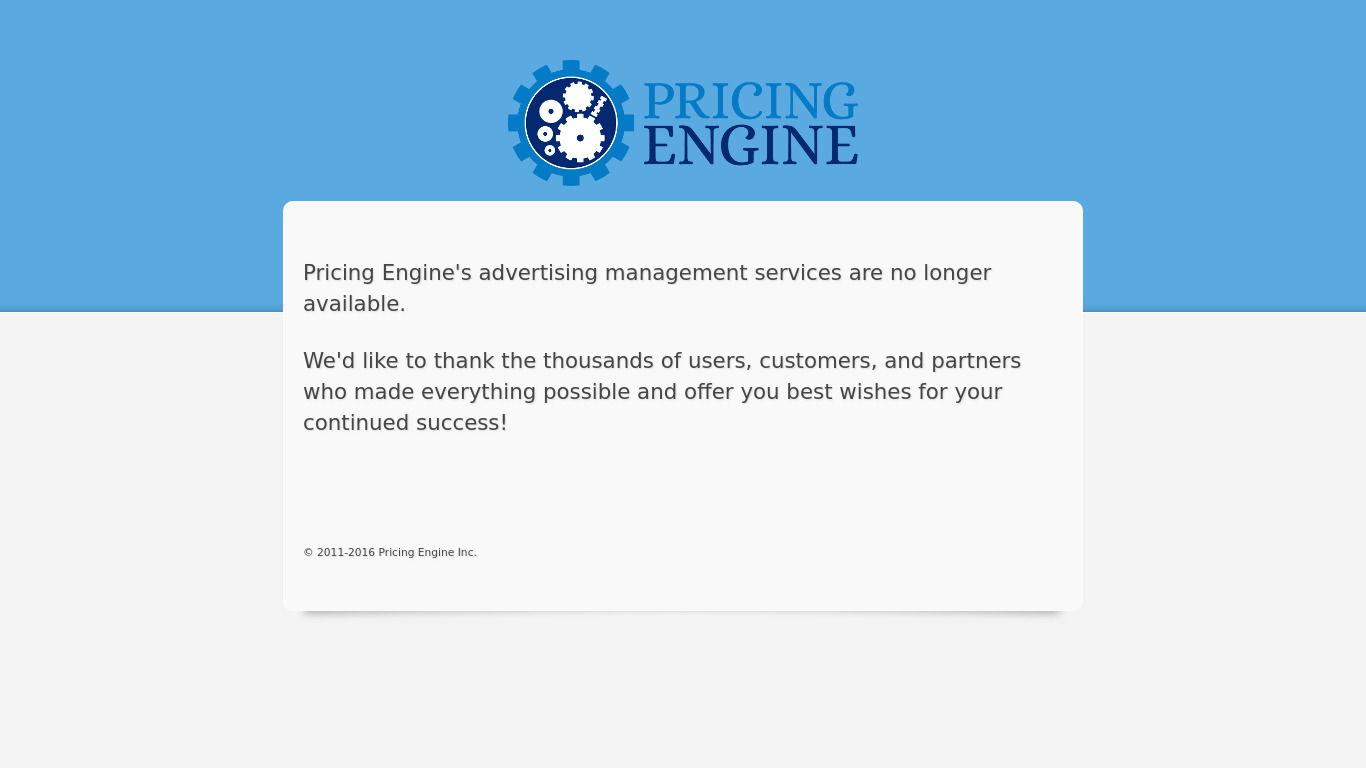 Pricing Engine Landing page