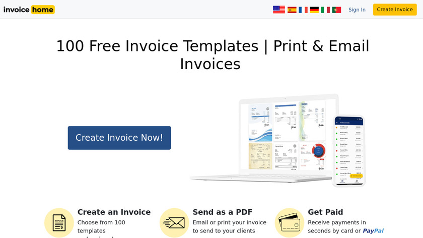 Invoice Home Landing Page