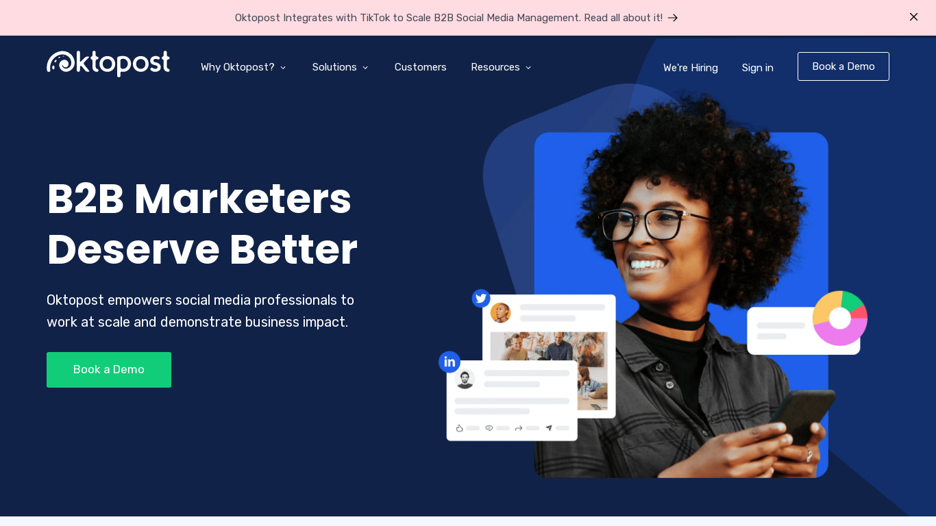 Oktopost Landing page