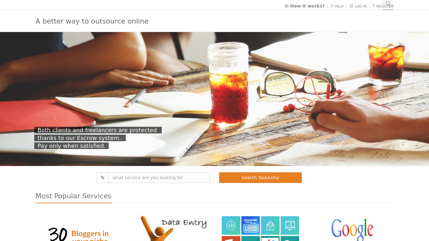 Online outsourcing Landing page