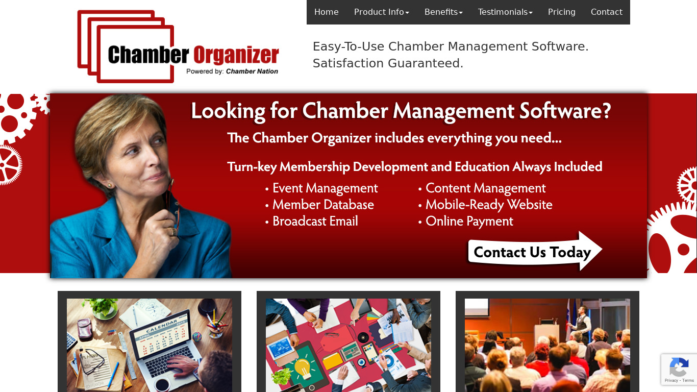 Chamber Organizer Landing page