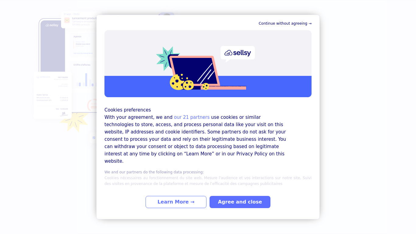 Sellsy CRM Landing page