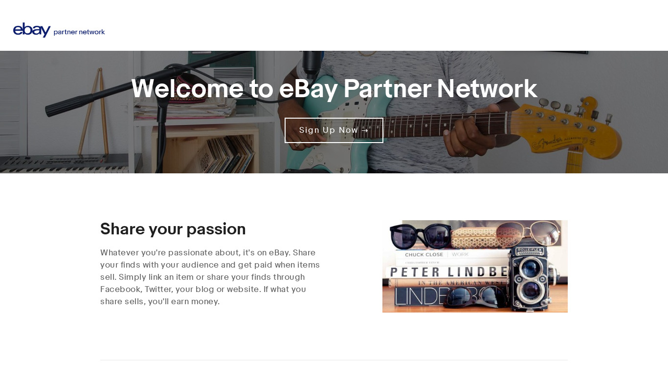 eBay Partner Network Landing page