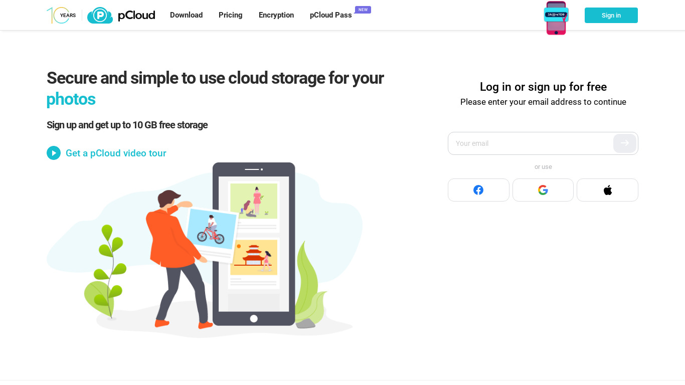 pCloud Landing page