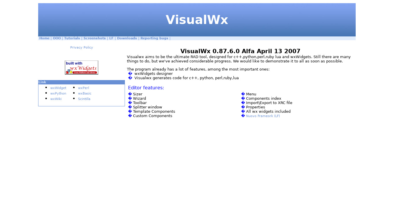 VisualWX Landing page