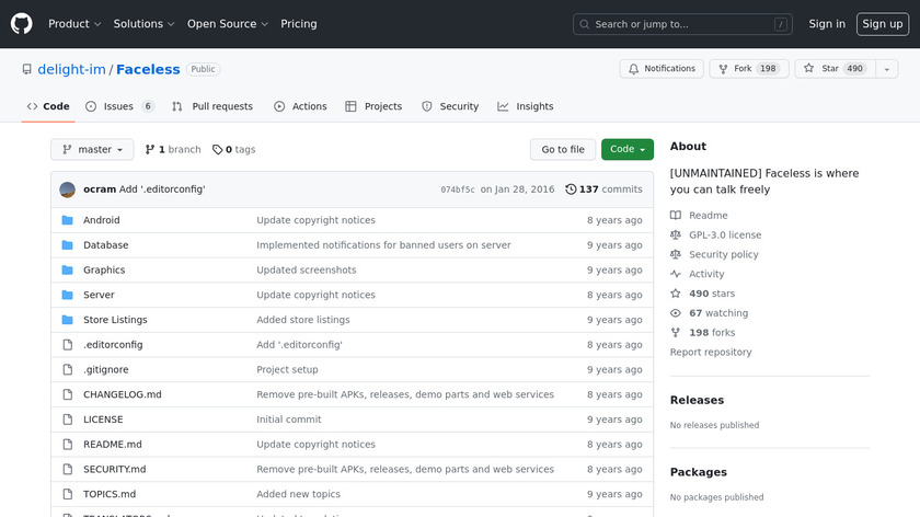Faceless Landing Page