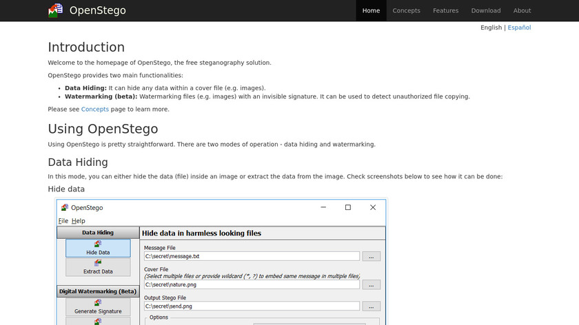 Openstego Landing Page
