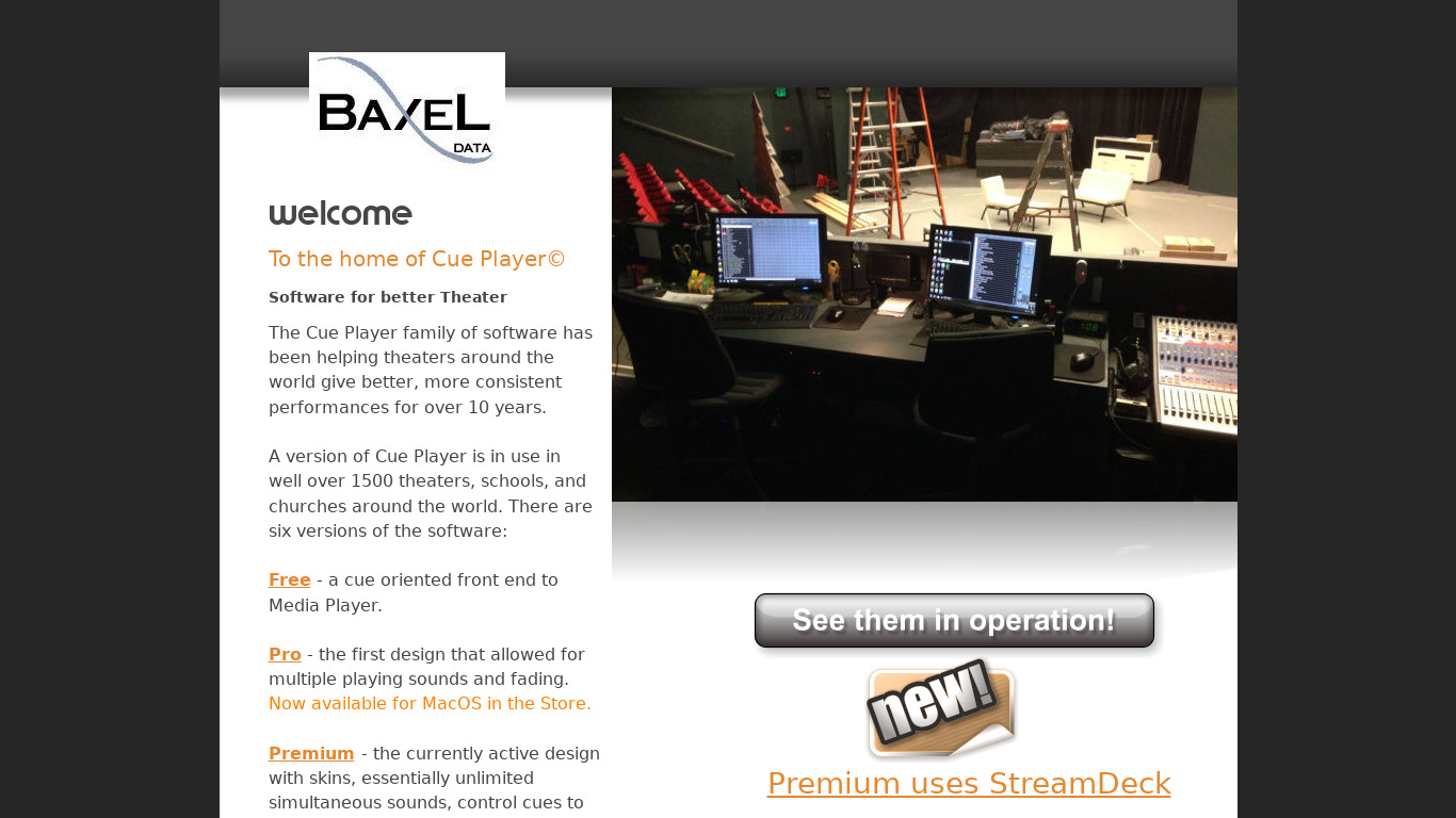 Cue Player Landing page