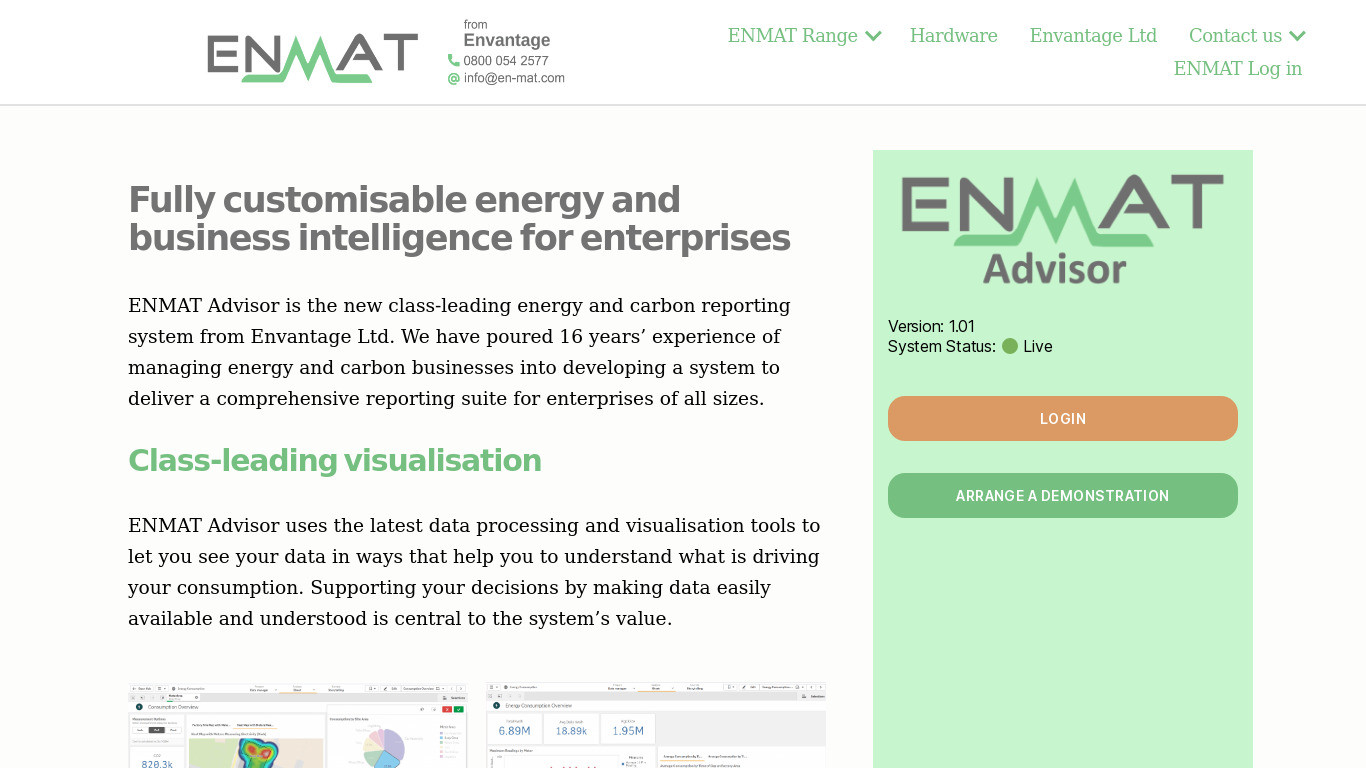 ENMAT Energy Management Landing page