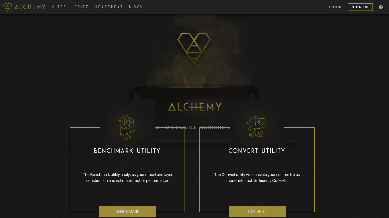 Alchemy by Fritz Landing page