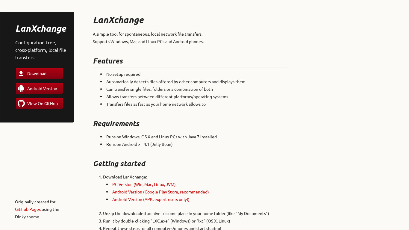 LanXchange Landing page