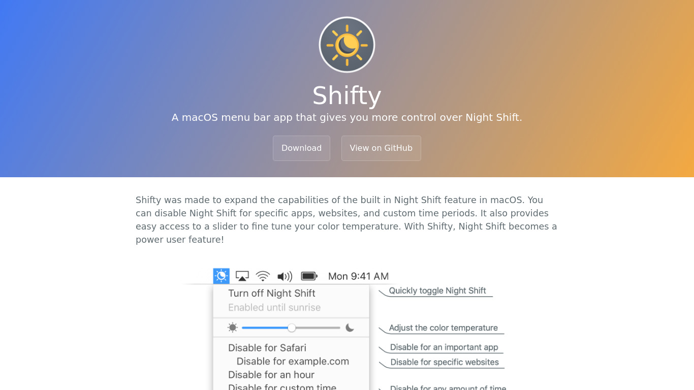 Shifty Landing page