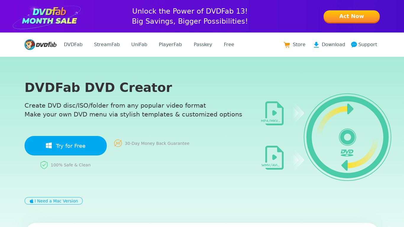 DVDFab DVD Creator Landing page