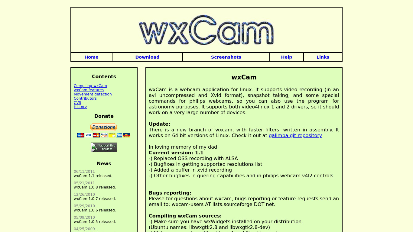 wxCam Landing page