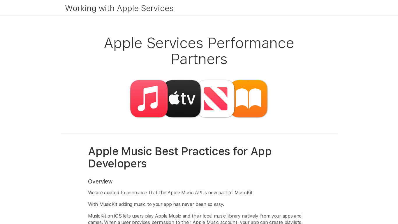 affiliate.itunes.apple.com Apple Music API Landing page