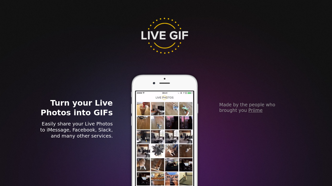 Live GIF Landing page