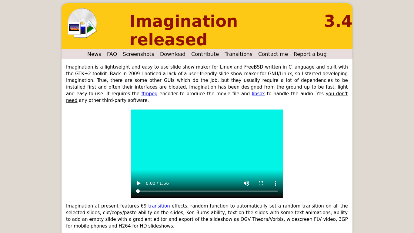 Imagination Landing page