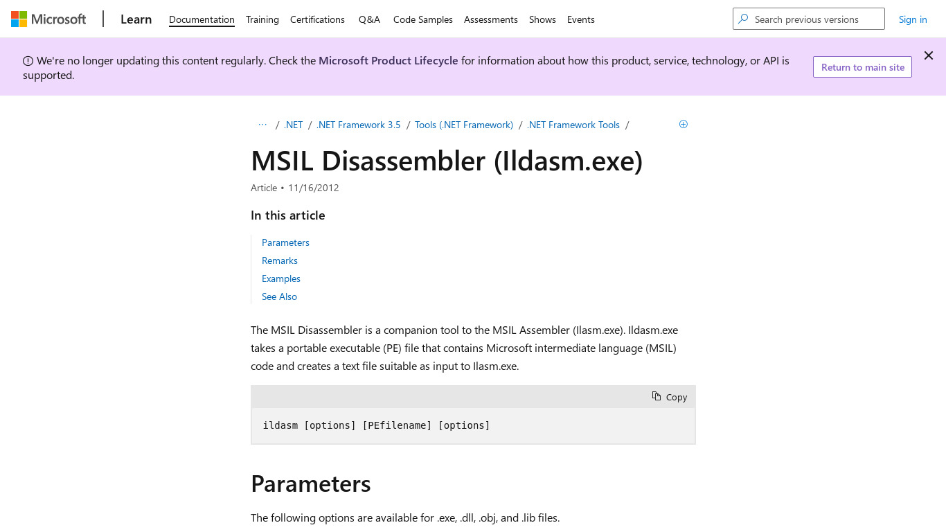 MSIL Disassembler Landing page
