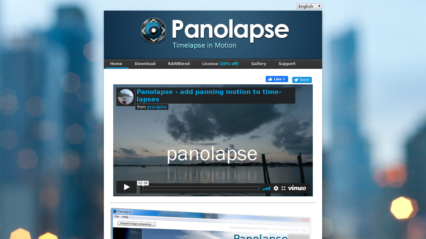 Panolapse Landing page