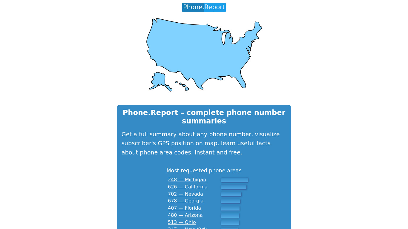 Phone.Report Landing page