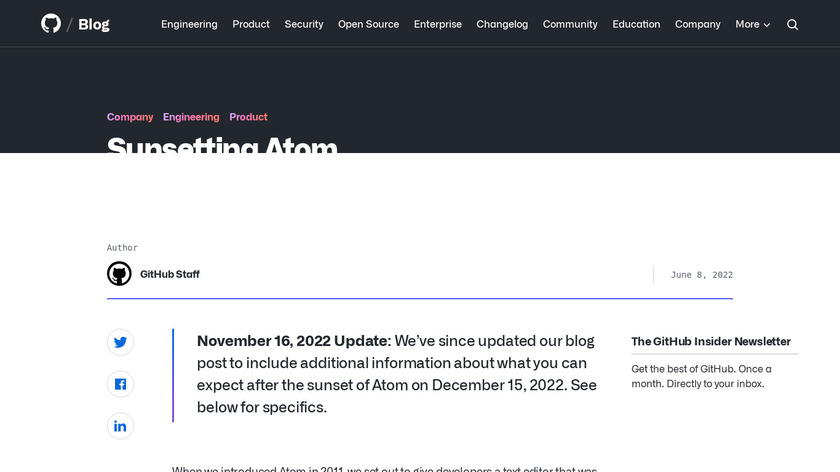 GitHub for Atom Landing Page