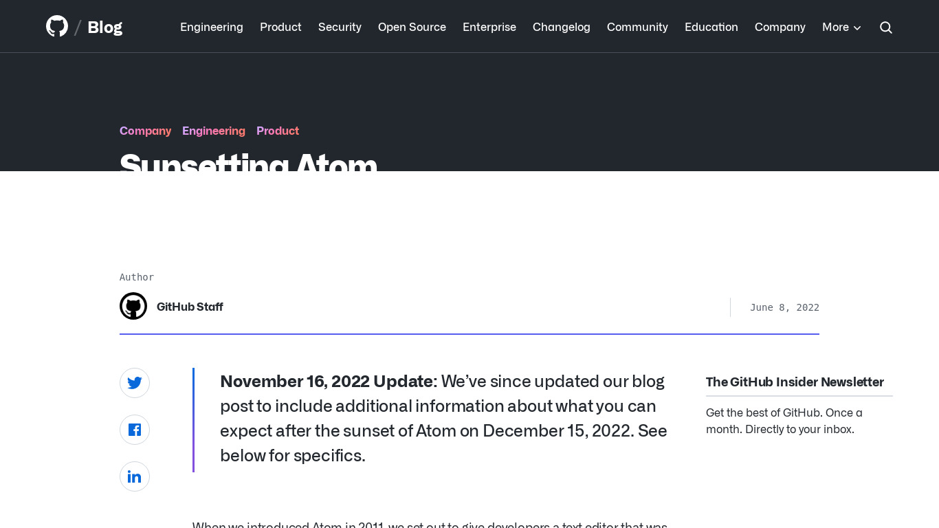 GitHub for Atom Landing page