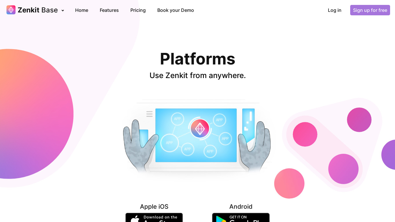 Zenkit Desktop Apps Landing page