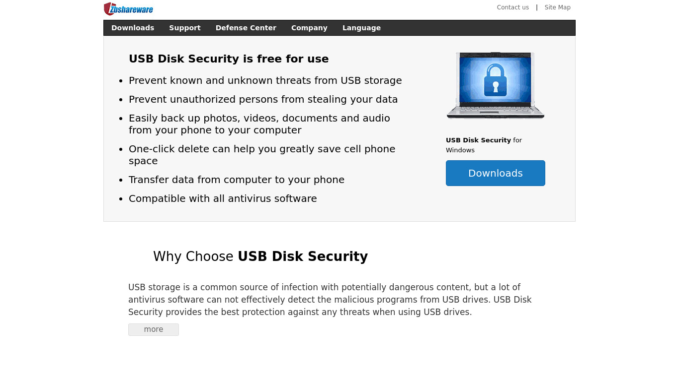 USB Disk Security Landing page