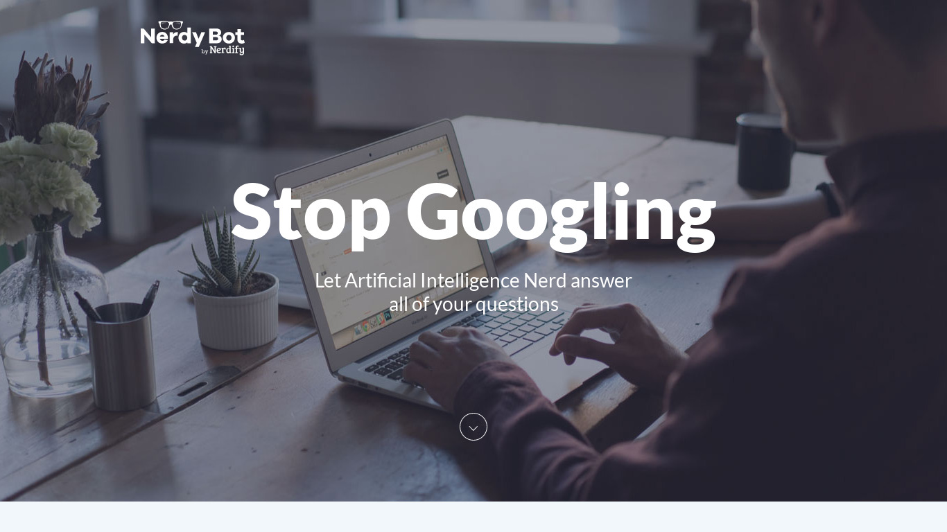 Nerdify Bot Landing page