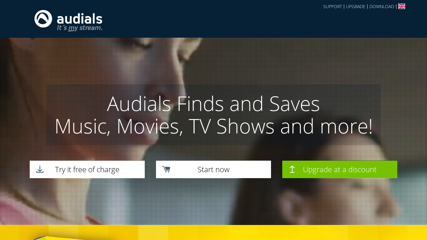 Audials Landing page