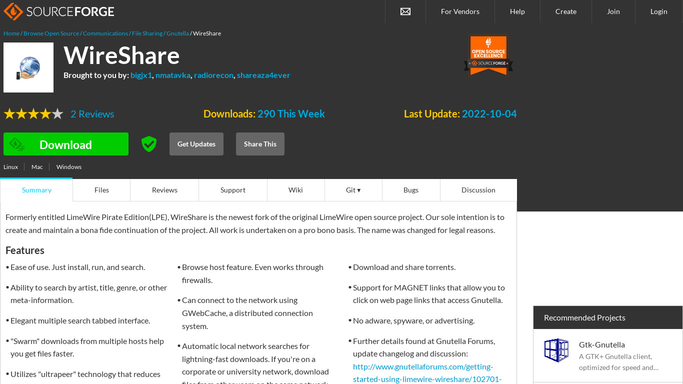 WireShare Landing page