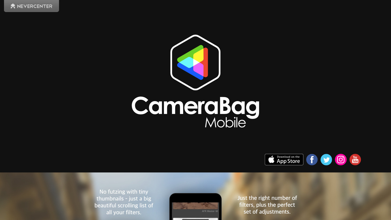 CameraBag Mobile Landing page