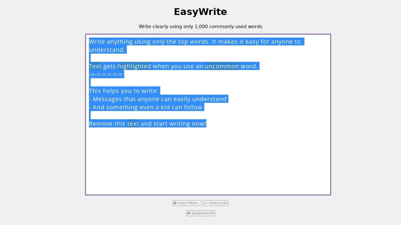 Easy Write Landing page