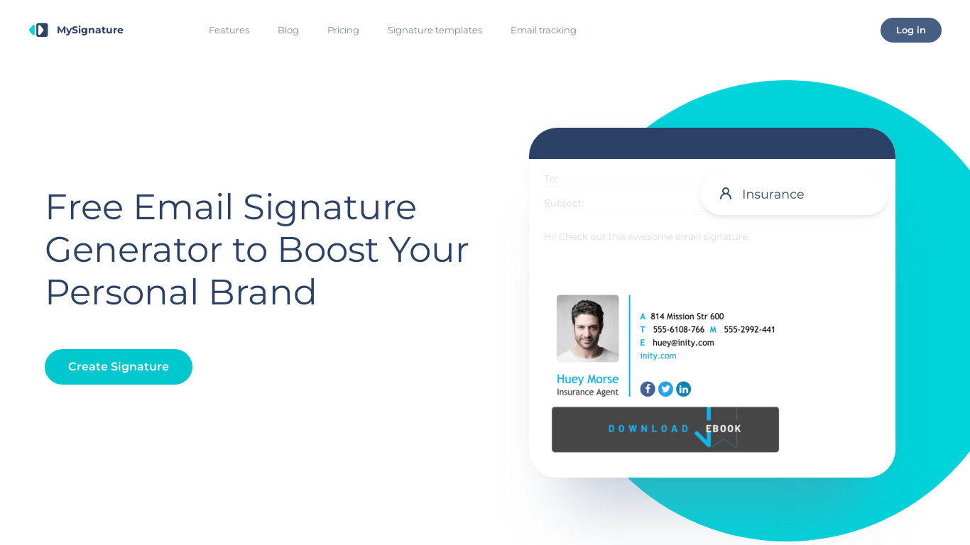 MySignature Landing page