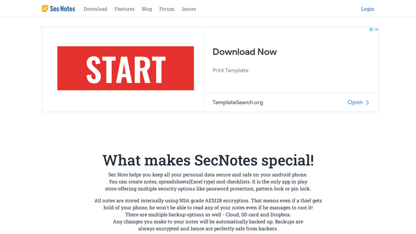 Sec Notes Landing Page