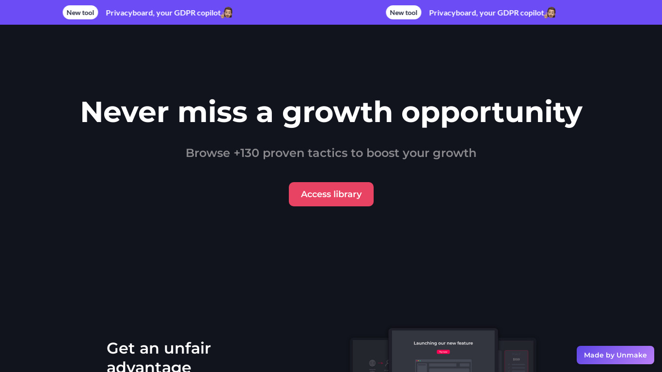 GrowthList Landing page