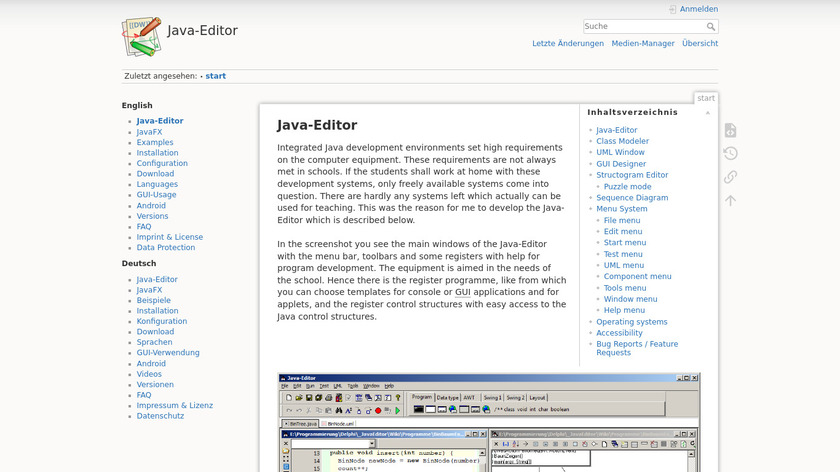 Java-Editor Landing Page